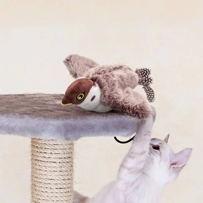 Flying Bird Cat Interactive Toys Rechargeable Cat Toys Chirping Clapping Birds Products Toy for Cats