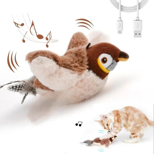 Flying Bird Cat Interactive Toys Rechargeable Cat Toys Chirping Clapping Birds Products Toy for Cats